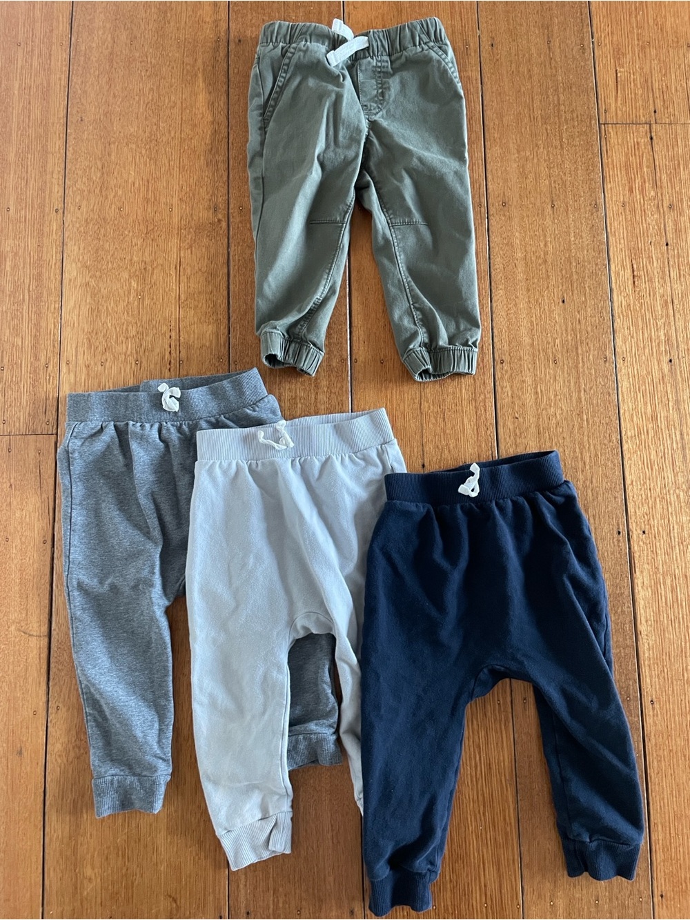 4-Pack toddler boy Jogger Pants Set - Olive, Gray, White, Navy